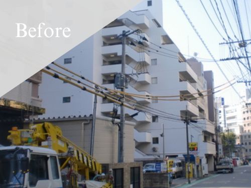 福岡市|外壁塗装[マンション外壁面積約1,410㎡]I 施工前
