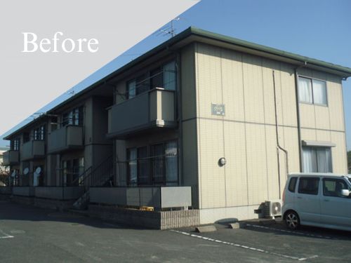 直方市|外壁塗装[アパート外壁面積約415㎡]K 施工前